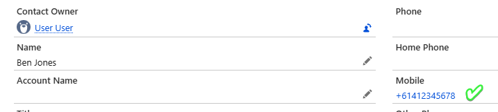 Saved Contact with Formatted Number