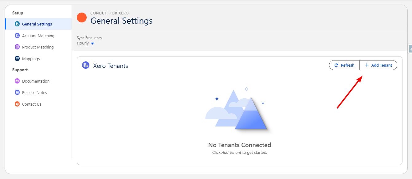 The Add Tenant button on the General Settings page