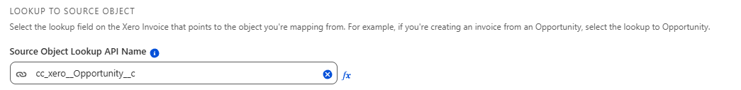 Source Object Lookup API Name set to cc_xero__Opportunity__c